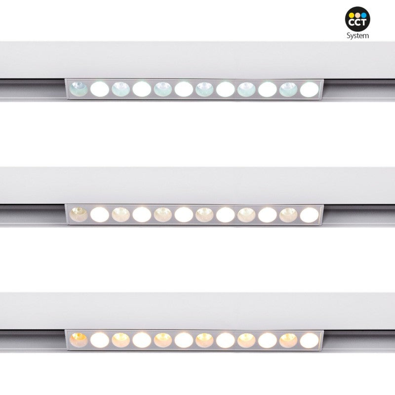 Spot linéaire opale sur rail magnétique RGB + CCT - 6W - UGR18 - Mi Light - Blanc