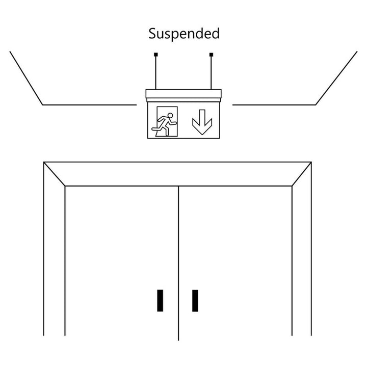 Bloc autonome d'éclairage de sécurité avec pictogramme "SORTIE LATÉRALE" - Suspension