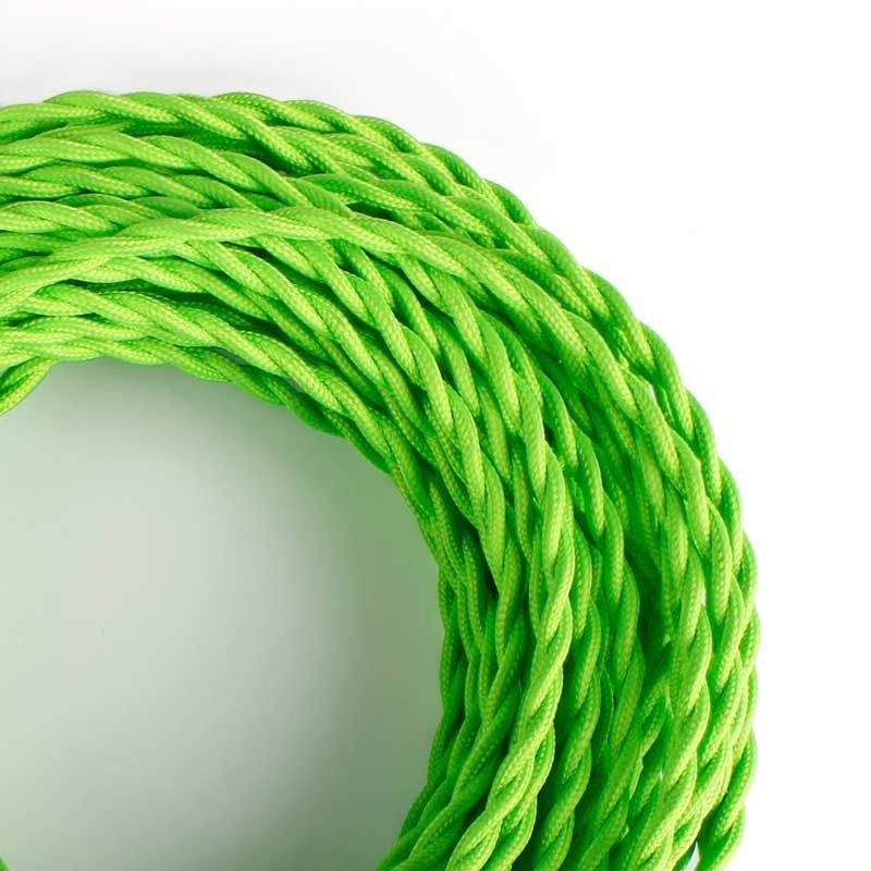 Cable trenzado recubierto de tejido efecto seda color verde lima