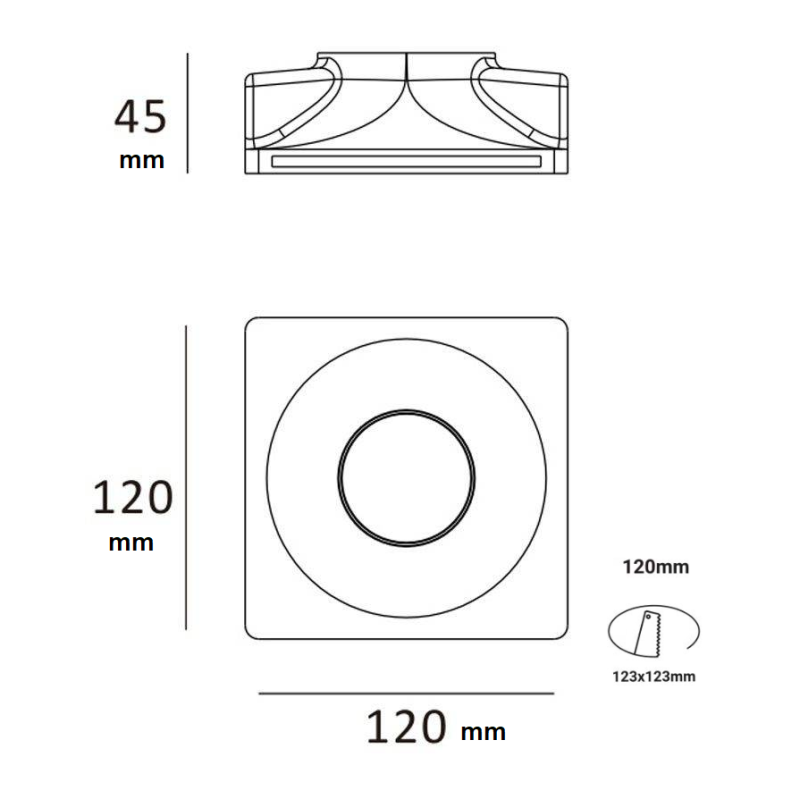 Support spot à encastrer en plâtre pour ampoule GU10