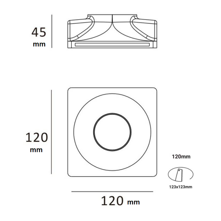 Support spot à encastrer en plâtre pour ampoule GU10