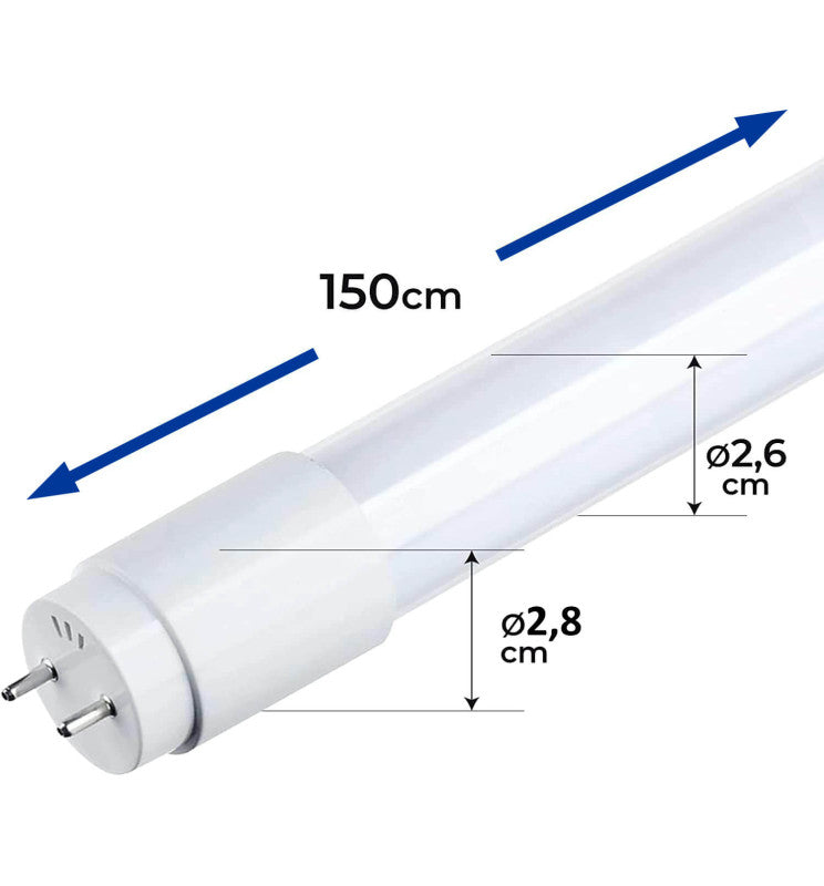 Pack de 10 Tubes LED verre 24W 150cm Led Samsung 4000 K