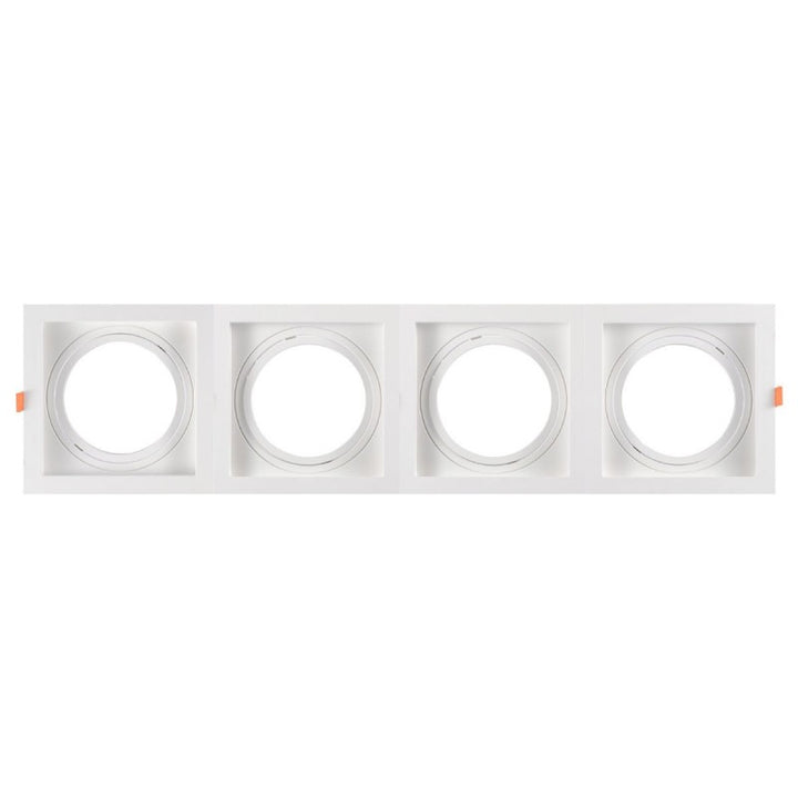 Pack x 4 - Collarín downlight cuadrado, orientable, tipo cardán para bombilla QR111 o AR111 - Corte 155 x 155 mm