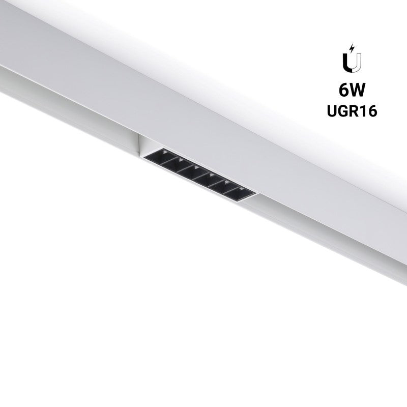 Foco LED lineal sobre carril magnético 48V - 6W - UGR 16 - Blanco