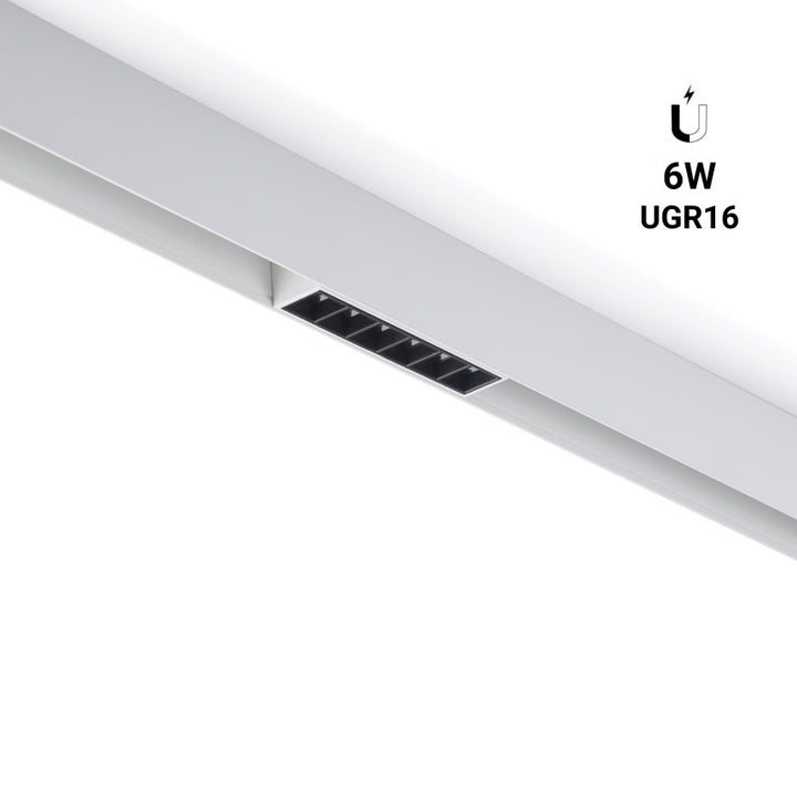 Spot LED linéaire sur rail magnétique 48V - 6W - UGR 16 - Blanc