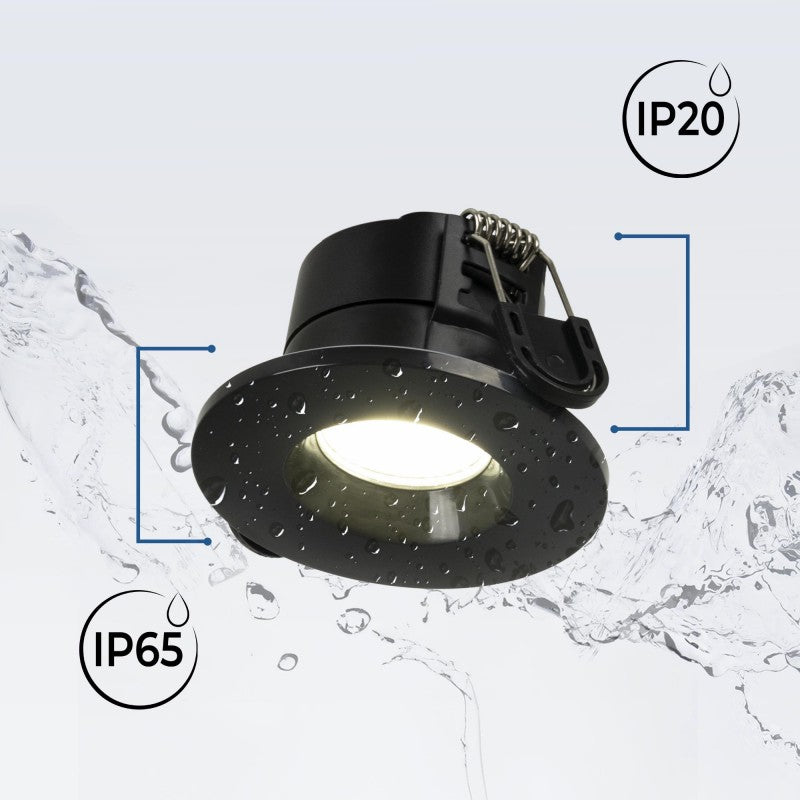 Spot encastrable LED CCT - 6W - Dimmable TRIAC - Ø68mm - IP65 - Noir