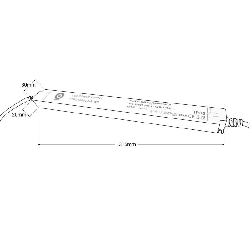 Alimentation étanche extra-plate 24V DC - 100W - IP66