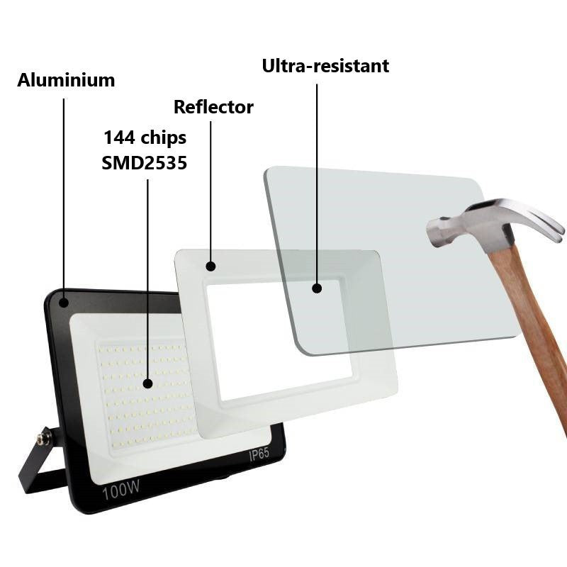 Lote de 5 focos LED para exterior - 100W - 95lm/W - IP65