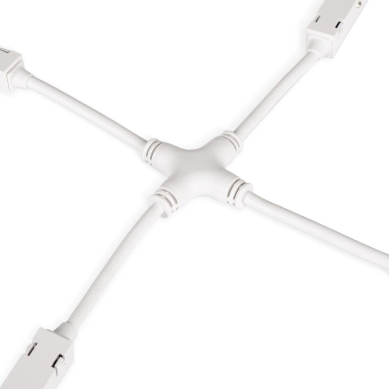 Conector eléctrico en forma de X para carril magnético de 20 mm - Blanco