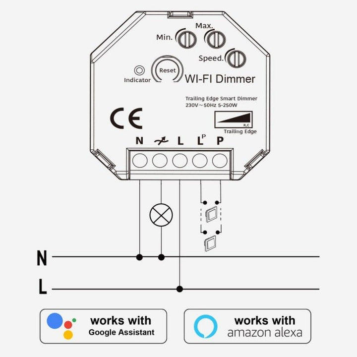 Regulador de intensidad SMART WIFI 250W Tuya APP - PUSH