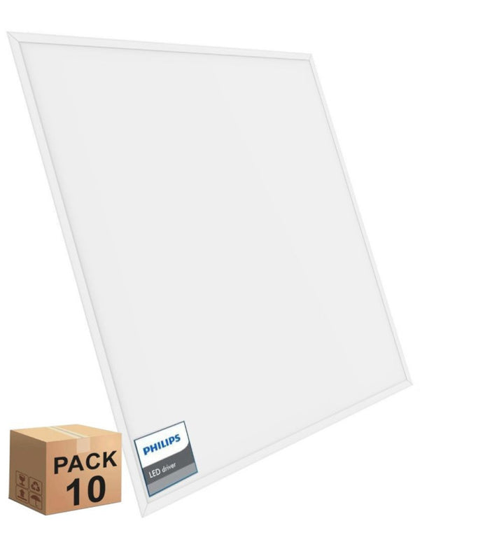 PACK 10 Dalles LED 60x60 SLIM 40W - Philips Driver - Cadre Blanc