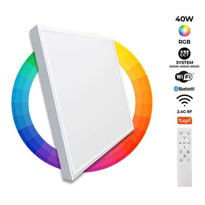 Panneau LED 60x60 en saillie WIFI SMART RGB / RGBW + CCT - 40W - Avec kit de montage